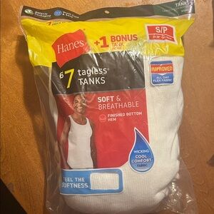 Hanes Soft White Tagless Tanks - 7 Pack